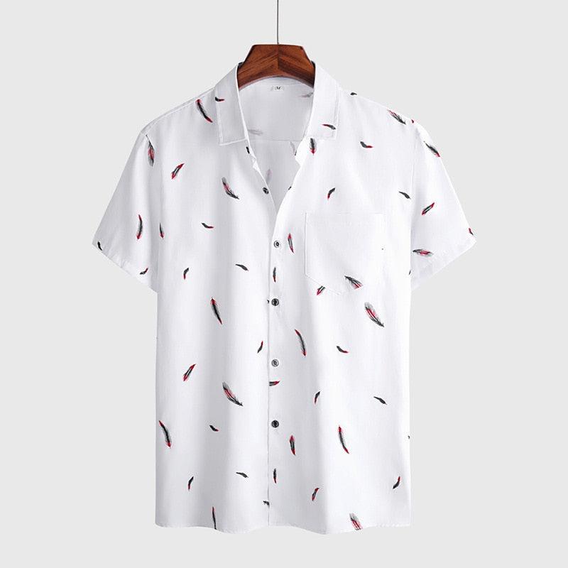 Camisa Manga Curta Estampada Cavezzano Feathers